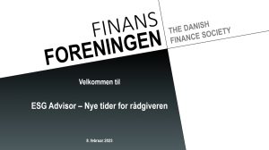 ESG Advisor - Nye tider for rådgiveren